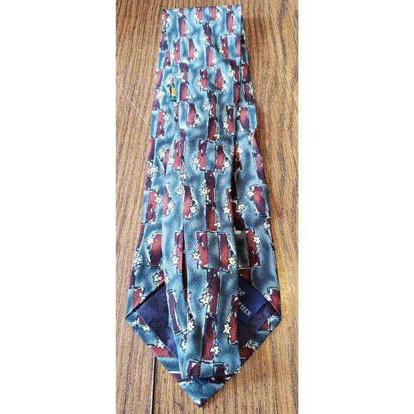 J.Garcia Men's Abstract Red Floral Silk Necktie Tree Collection 15 - Picture 2 of 6